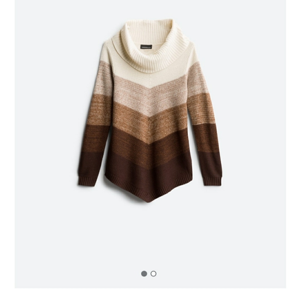 Fortune + Ivy Cowl Neck Pullover (Tan to Brown)